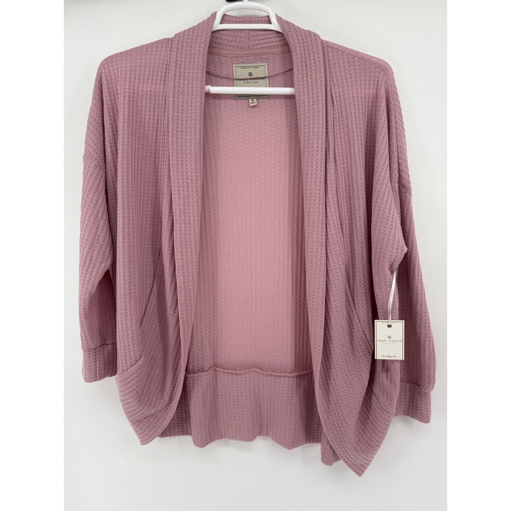 Simply Southern Waffle Knit Cardigan Open Front‎ Relaxed Fit Mauve Small NWT